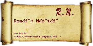 Román Máté névjegykártya